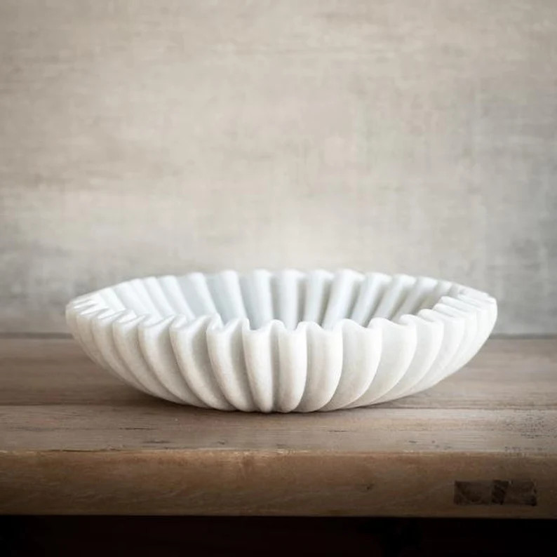 Handcrafted marble decorative bowl, White Marble Flower shaped Bowl for Home, Office Decoration, ... | Etsy (US)