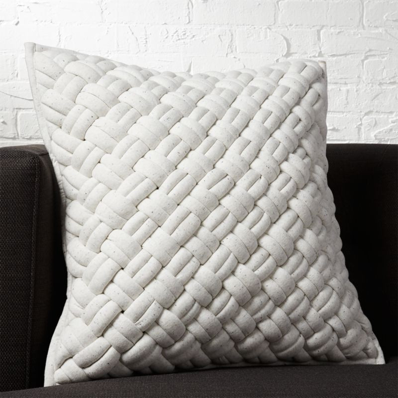 20" Jersey Interknit Ivory Pillow with Down-Alternative Insert + Reviews | CB2 | CB2