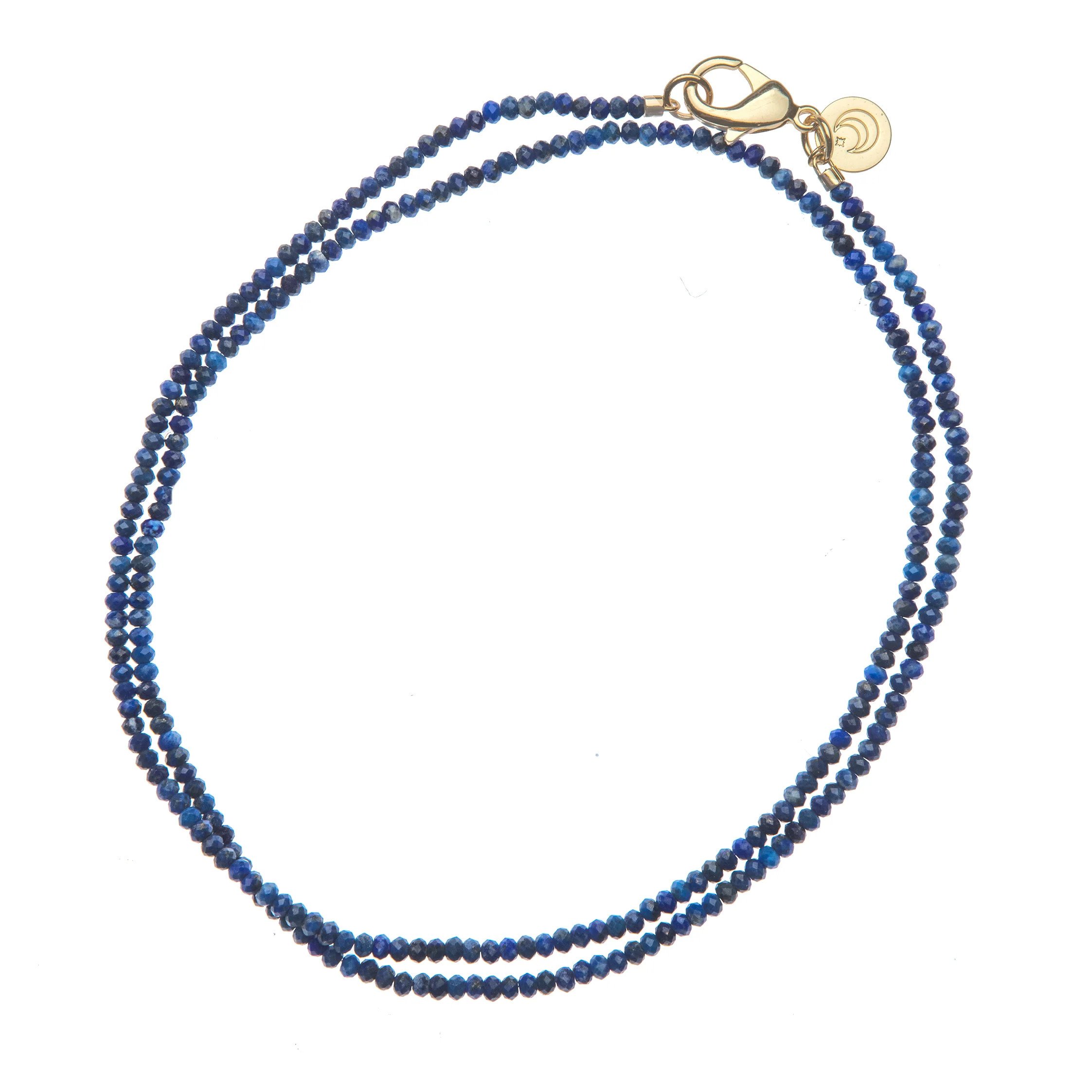 Double Wrap Diamond Cut Beaded Necklace in Lapis SALE | Jane Win