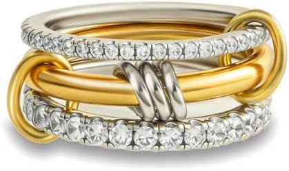 Stackable Rings for Women Non Tarnish,Dainty 18k Gold Plated CZ Cubic Zirconia Rings,Silver and G... | Amazon (US)
