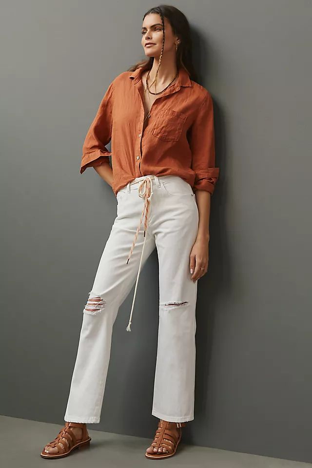 DL1961Patti High-Rise Distressed Straight-Leg Jeans | Anthropologie (US)