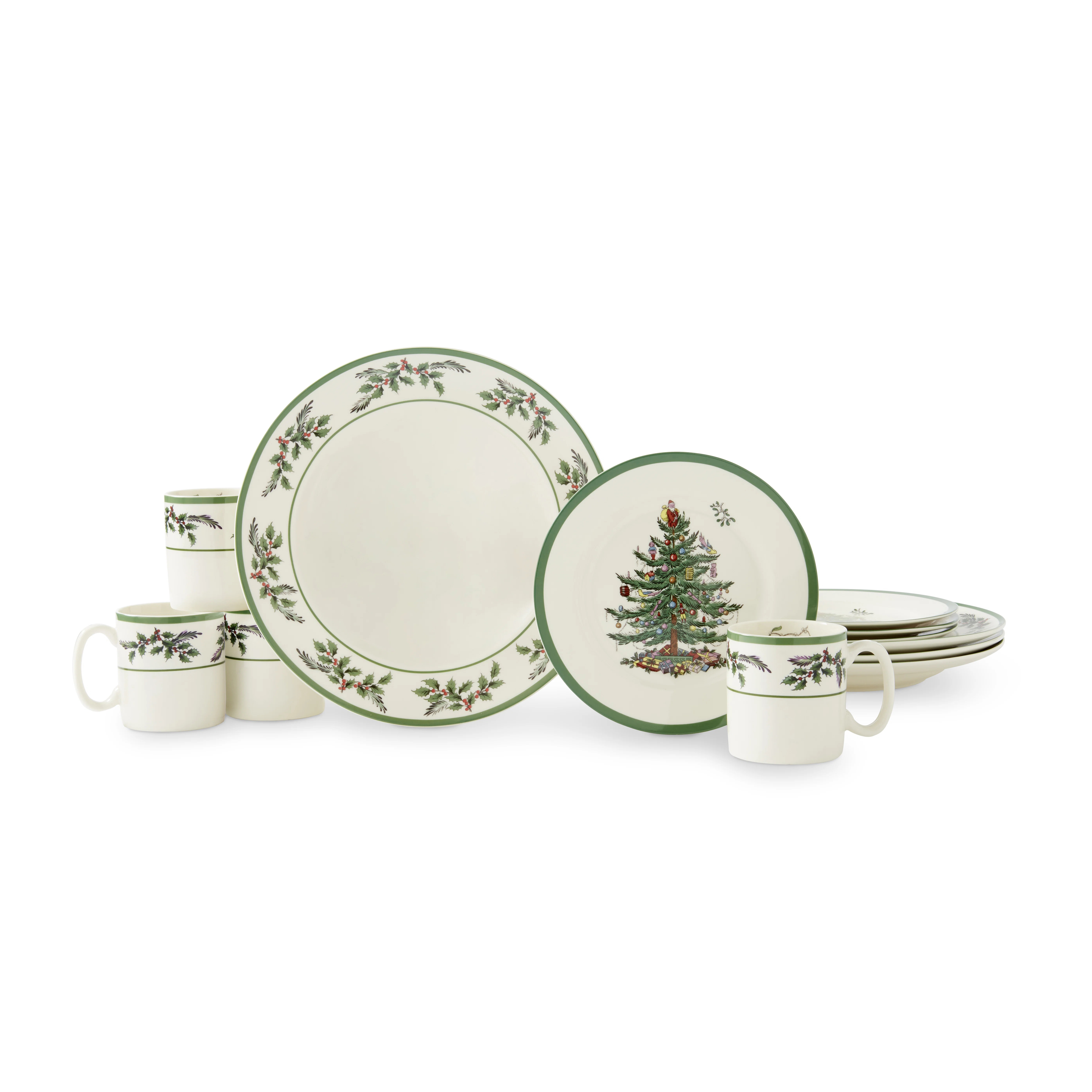 Spode Christmas Tree Holly Holly 12Pc Set | Wayfair | Wayfair North America