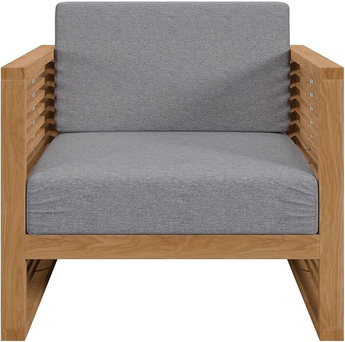 Modway Carlsbad Teak Wood Outdoor Patio Armchair, Natural Gray | Amazon (US)