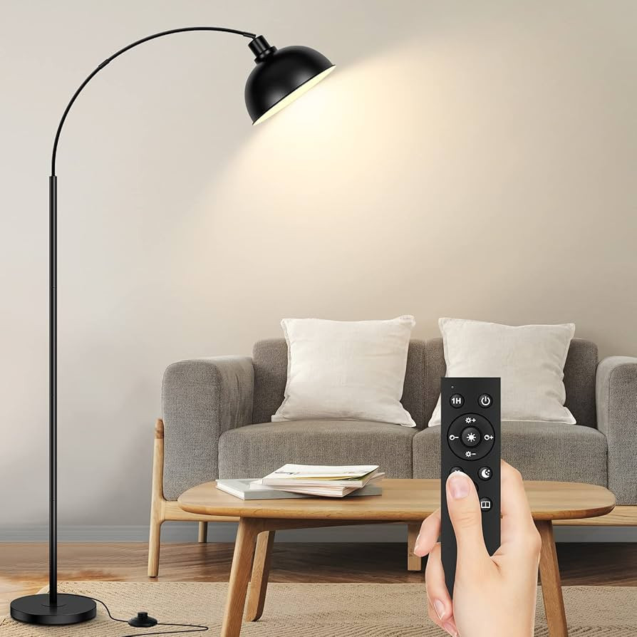 Arc Floor Lamps for Living Room, Modern Tall Standing Lamp Remote Control,Stepless Dimmable Black... | Amazon (US)