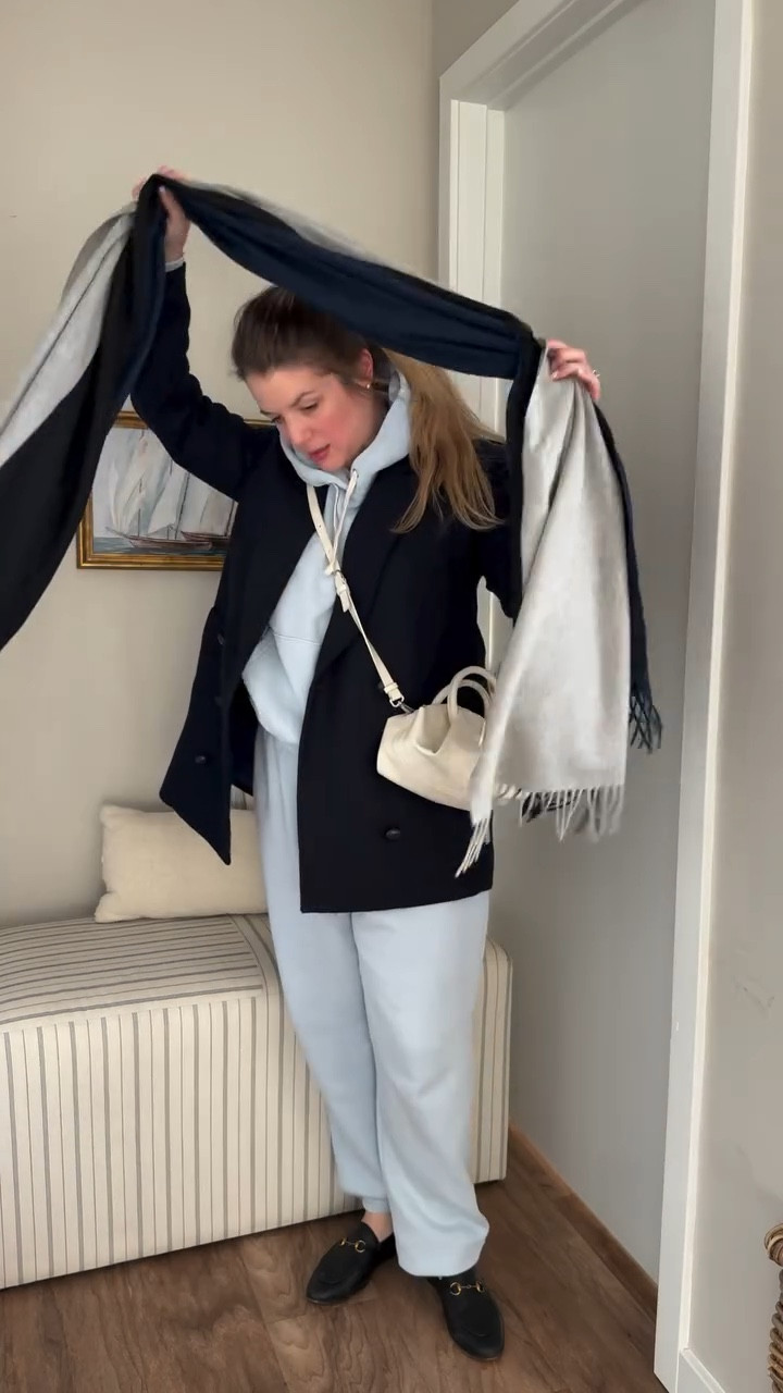 GRWM 

Moms, did you know that you can dress up a sweatsuit? 

It doesn’t have to always look grunge! Just make it grunge chic with elevated basics, like a peacoat and loafers! 

Sweatsuit: @jcrew (on sale) 
Peacoat: @jcrew (on sale) 
Loafers: @gucci 
Sunglasses: @krewe 
Scarf: @donni (old) 
Bag: @cosstores 

#ootd #grwm #gdwm #fashiontips #fashionreel #stylingreel #wardrobeessentials #outfitoftheday #wiw #fashioninspo #injcrew #preppy #jcrew #jcrewalways #mom #momblogger #momlife #casualcomfy #casual #boymom #momoutfit #momuniform #styledaily #preppy 

casual weekend look, Connecticut beach, winter beach outfit, toddler winter fashion, preppy mom fashion, coastal winter vibes, relaxed weekend style, preppy chic winter fashion, matching mom and toddler outfits, toddler beachwear for winter, winter family outing style, casual winter chic, coastal family fashion, cozy family style, effortless preppy chic, winter beach vibes, stylish mom outfits, winter toddler style, family weekend style, beach day in winter, all American, American living, classic, tomboy,