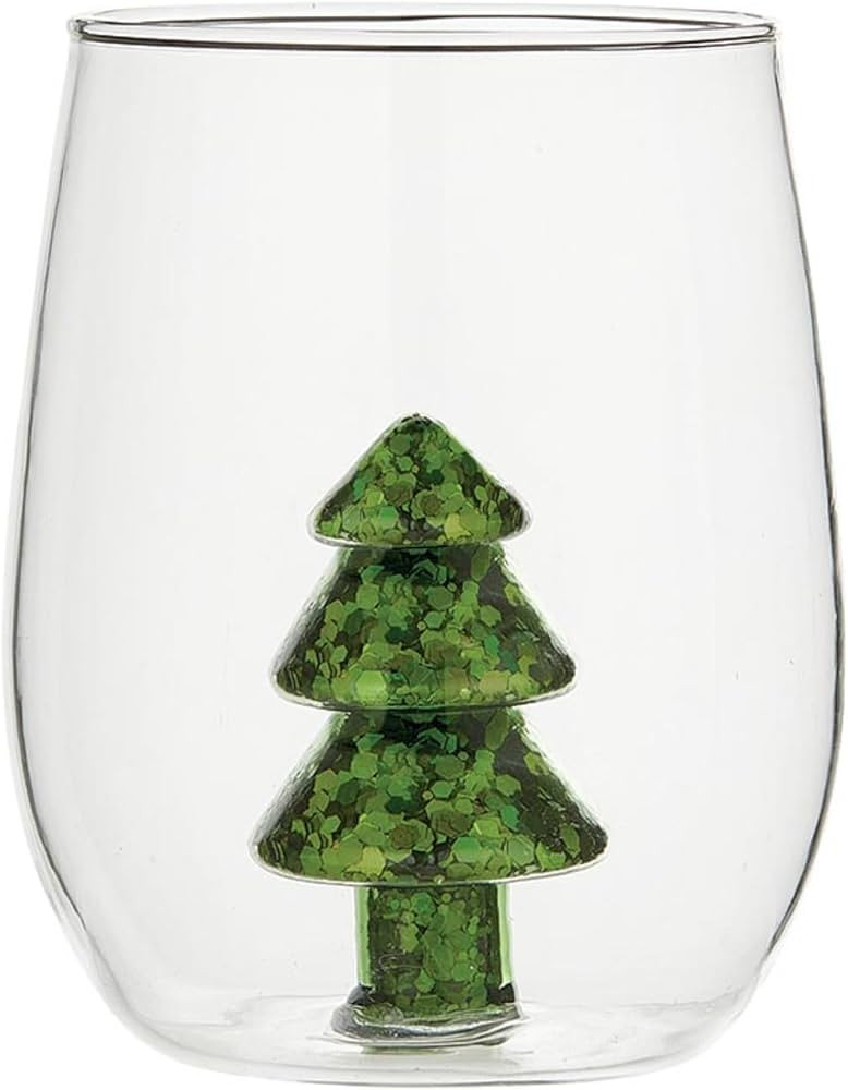 Slant Collections Christmas Wine Glasses 3D Stemless Wine Glass With Figurine, 18-Ounce, Glitter ... | Amazon (US)