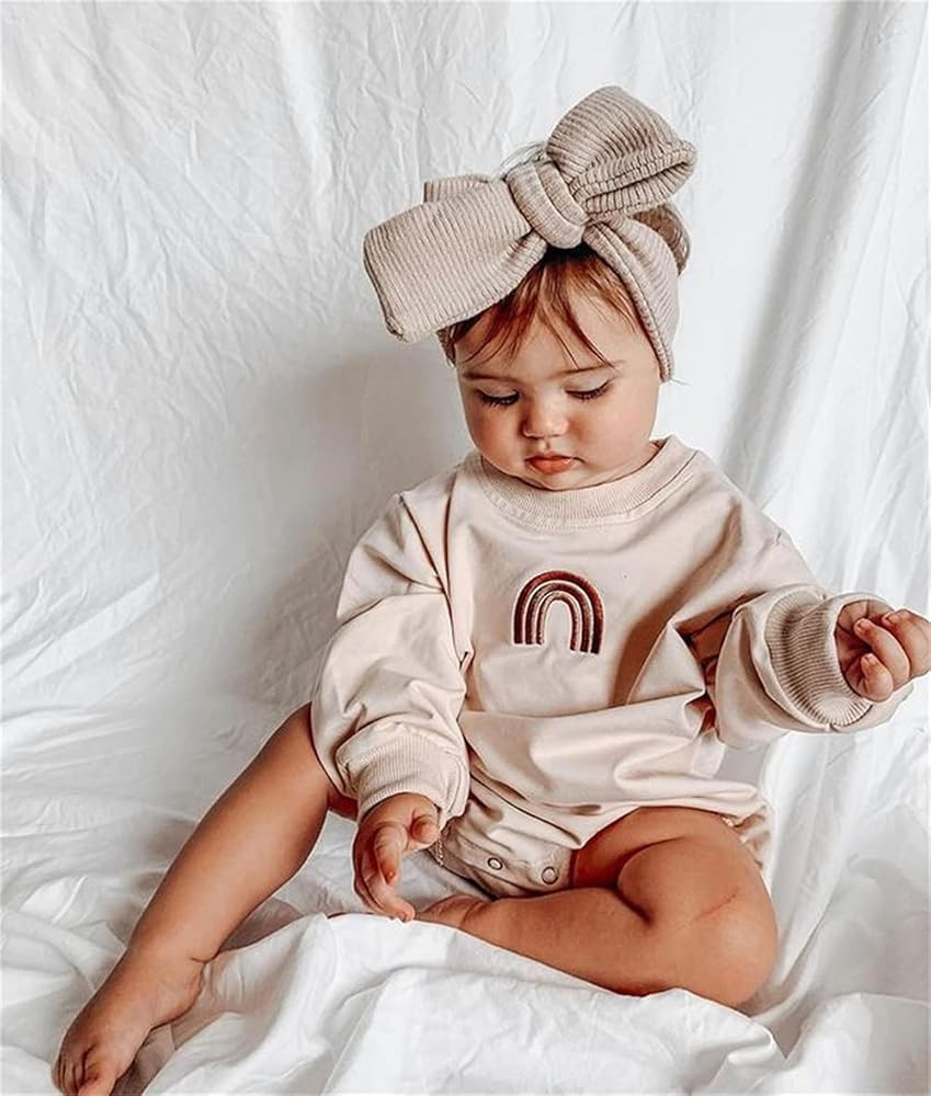 Baby Girl Boy Crewneck Sweatshirts Oversized Knit Sweater Shirts Long Sleeve Romper Pullover Top Cut | Amazon (US)