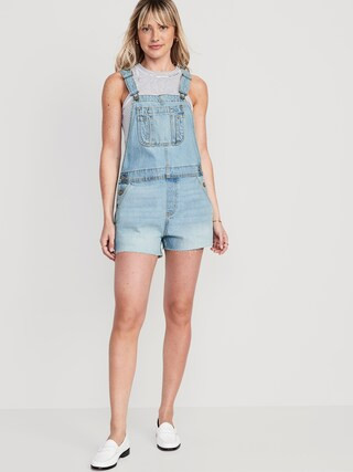 Baggy Cut-Off Jean Shortalls for Women -- 3-inch inseam | Old Navy (US)