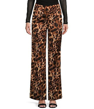 Evolutionary Mid Rise Leopard Printed Satin Pants - S | Dillard's