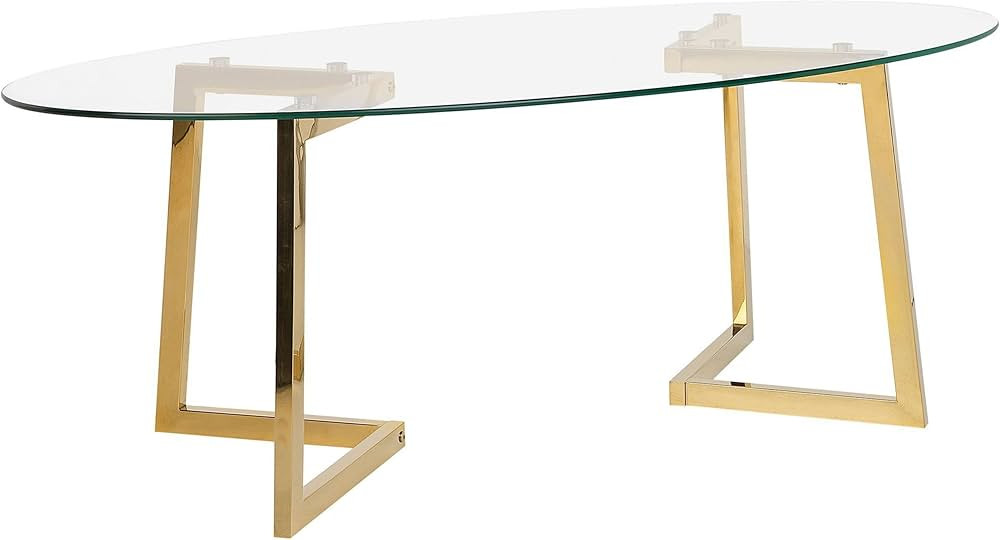Beliani Mesa de Centro de Cristal Dorado 120 x 60 cm Patas de Metal Moderno Fresno | Amazon (ES)