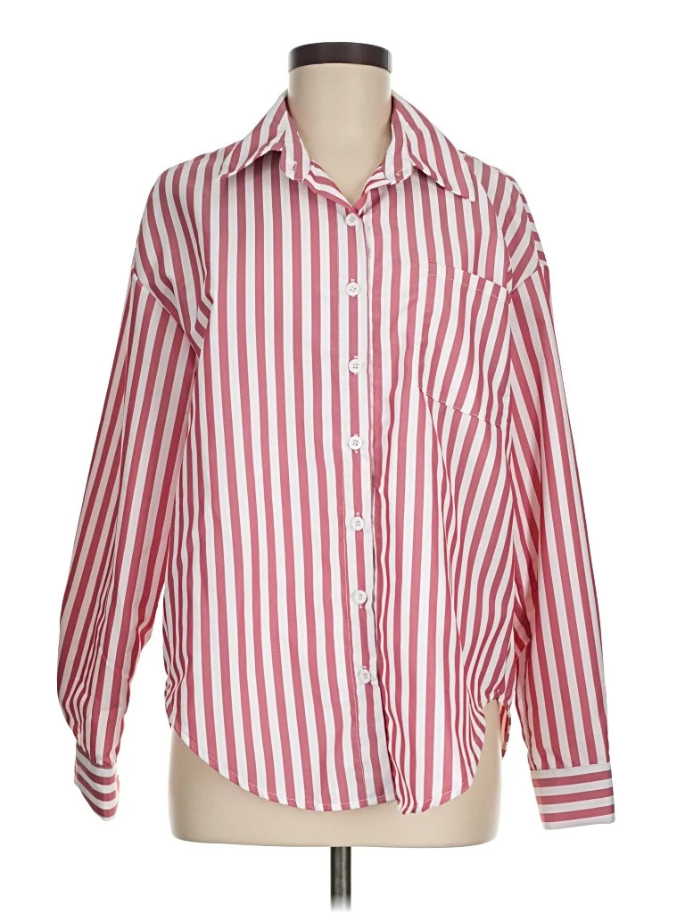 Unbranded Stripes Red Long Sleeve Button-Down Shirt Size M (estimated) - 55% off | ThredUp (US)