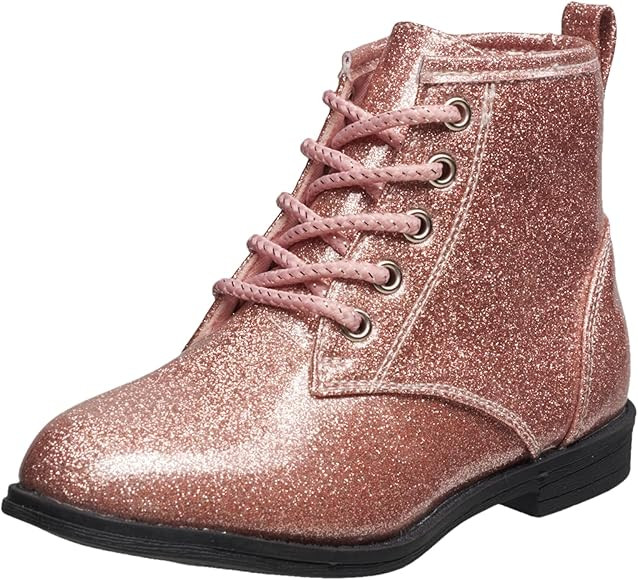 Lucky Brand Girl's Kristen Cute Fashion Glitter Ankle Combat Boot with Side Zipper | Amazon (US)