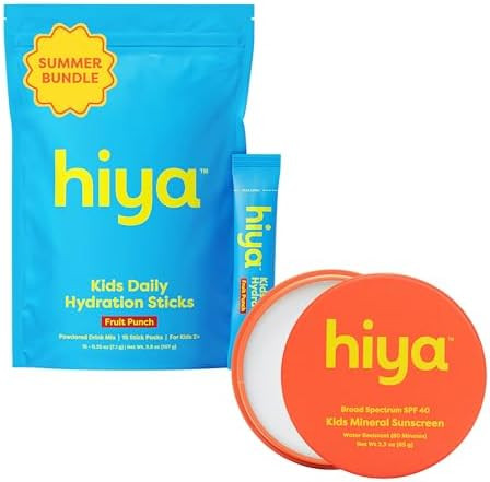HIYA Kids Hydration Electrolytes Fruit Punch and SPF40 Mineral Sunscreen - Travel-Friendly Hydrat... | Amazon (US)