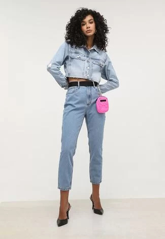 Calça Jeans Lança Perfume Mom com Bolsa Azul | Dafiti (BR)