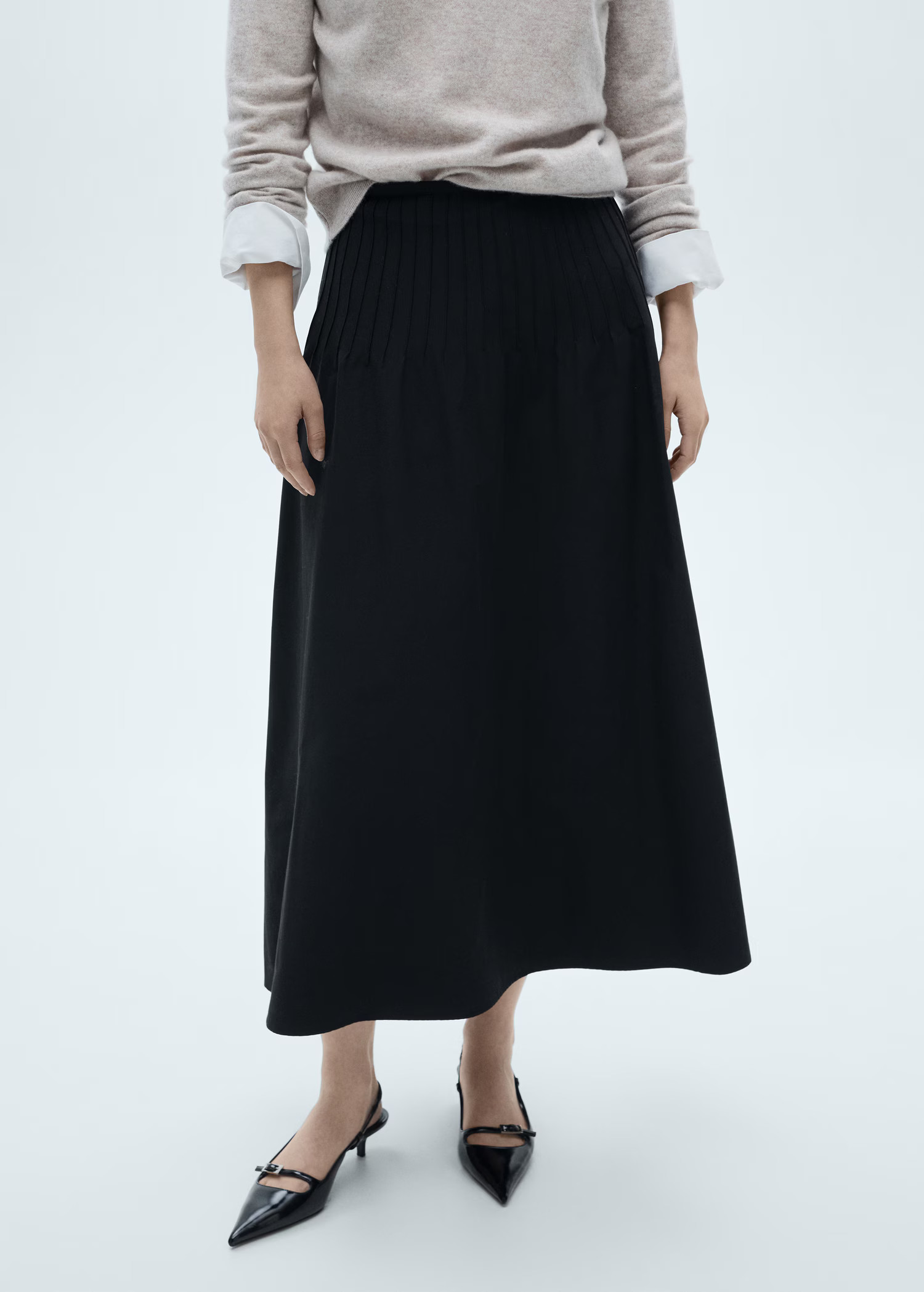 Flared skirt with pleated detail | MANGO (US)
