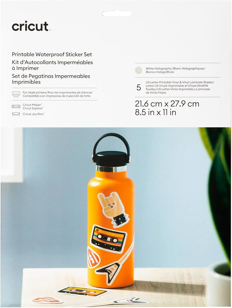 Cricut Printable Holographic Sticker Paper - US Letter Size (8.5in x 11in), Waterproof Sticker Pa... | Amazon (US)