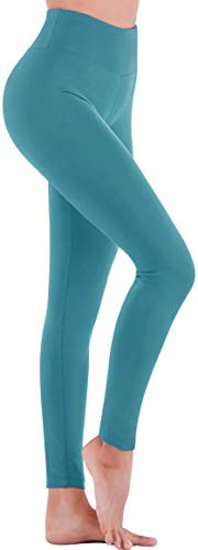 IUGA High Waisted Leggings for Women Running Workout Leggings with Inner Pocket Yoga Pants for Women Light Blue | Amazon (US)