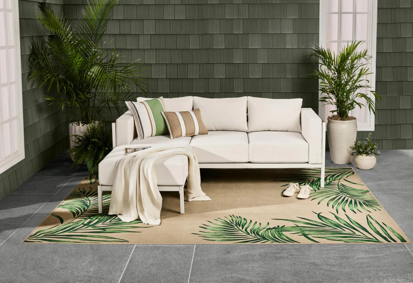 Better Homes & Gardens Marlow Outdoor 2pc Patio Sectional Set, White Frame/Cream Cushion | Walmart (US)