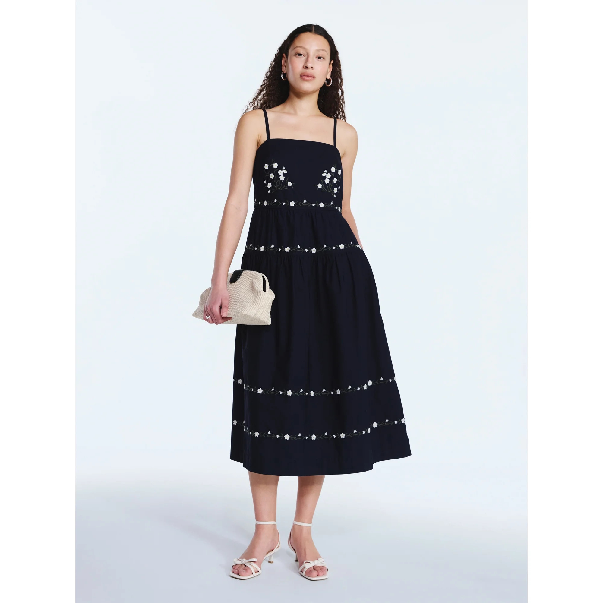 Free Assembly Women's and Women's Sleeveless Embroidered Midi Dress, Sizes XS-4X | Walmart (US)