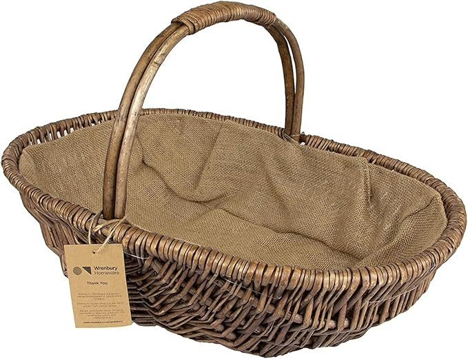 Wrenbury Large Wicker Basket - Gardening Flower Trug - Traditional Plant Veg Willow Basket with H... | Amazon (UK)