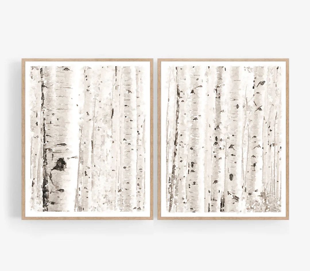 Set of 2 Botanical Birch Trees Prints Digital Download - Etsy | Etsy (US)