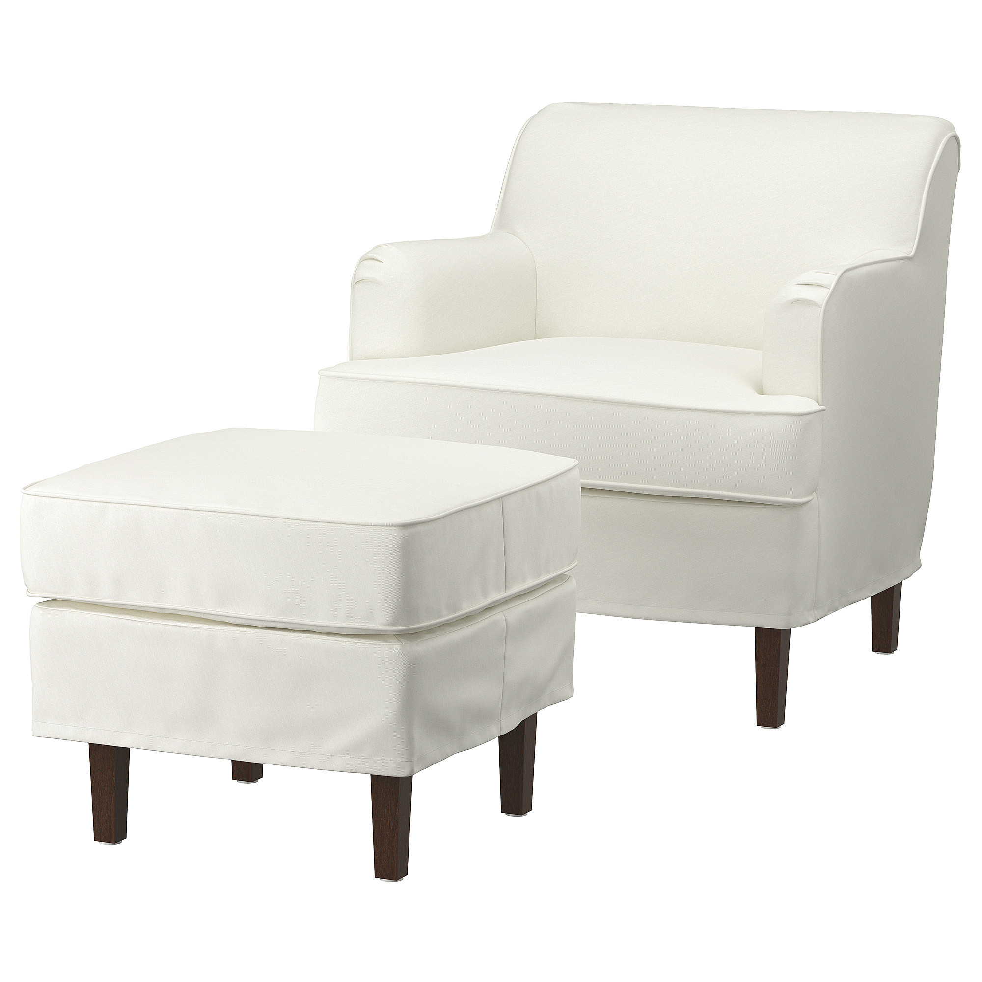 ROCKSJÖN Armchair with ottoman, Blekinge white | IKEA US