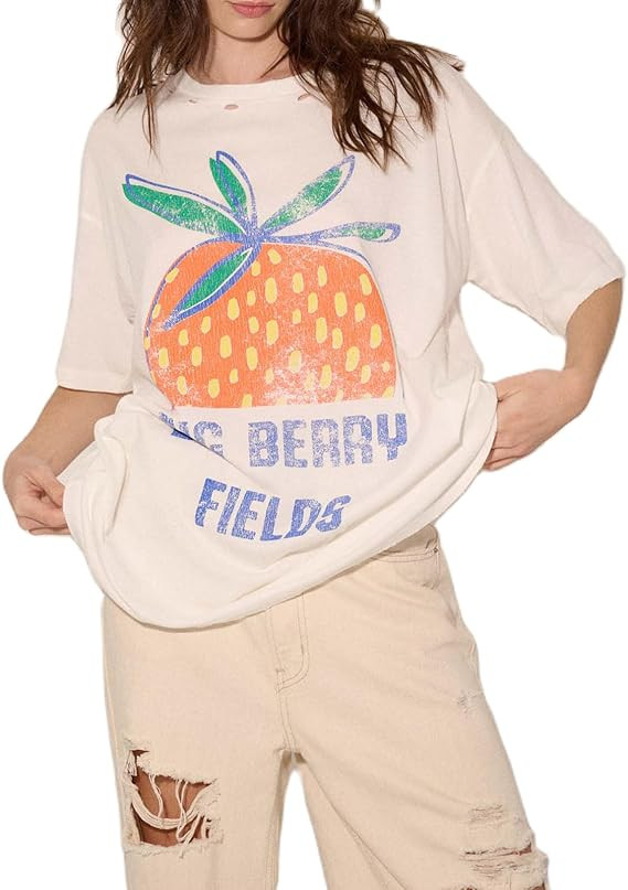 Women Cute Graphic Oversized Tees Fish Lobster Printed Y2K Baggy T Shirts Teen Girls Preppy Vinta... | Amazon (US)