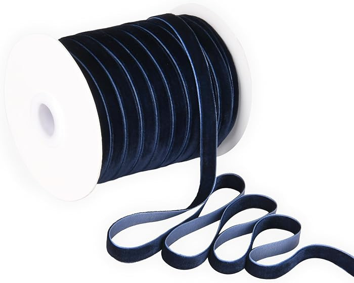 Royal Blue Velvet Ribbon 3/8'' 50 Yards Velvet Fabric Vintage Ribbon for Christmas Tree, Gift Wra... | Amazon (US)