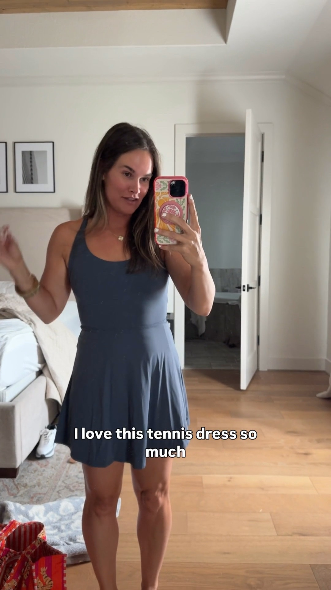 This tennis dress checks ALL the boxes. Built in shorts + padding, tons of colors, and there’s even a longer length option for my tall girls!

tennis dress, athletic dress, activewear dress, built in shorts, built in padding, tall girl friendly, long length dress, athleisure outfit, easy mom outfit, sporty dress, Amazon, JulieFranks