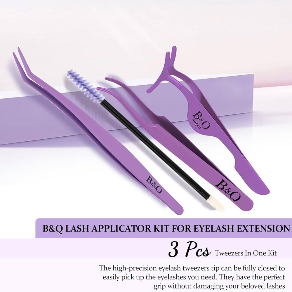 B&Q Eyelash Applicator Tool 3 PCS Lash Applicator Tool Kit Lash Tweezers for Eyelash Extensions A... | Amazon (US)