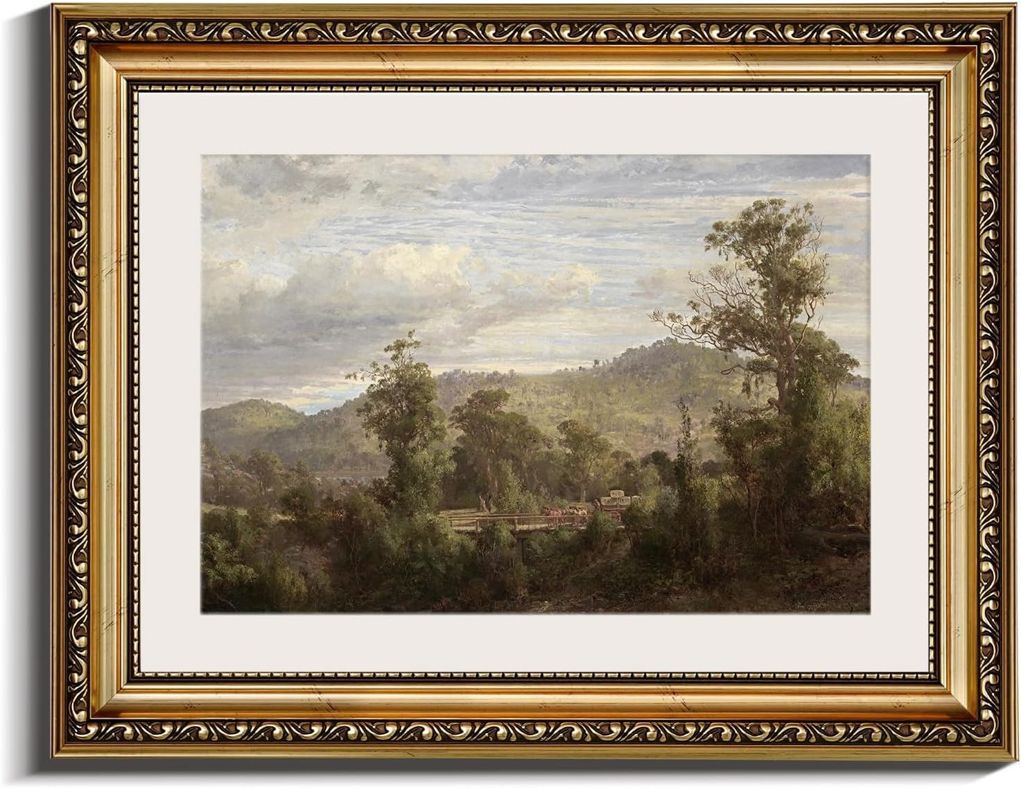 InSimSea Retro Gold Framed Wall Art, Home Room Rustic Nature Scenery Vintage Wall Decor, Canvas P... | Amazon (US)