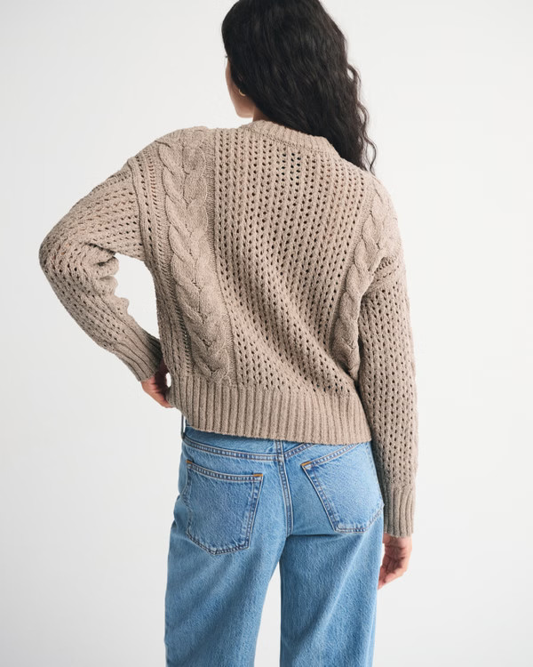 Textural Stitch Cable Crew Sweater | Abercrombie & Fitch (UK)