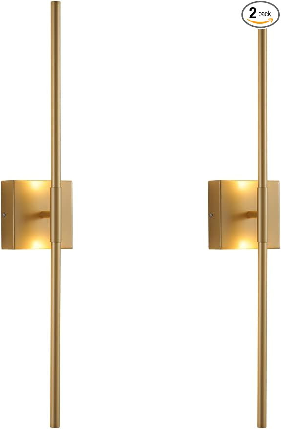Wall Sconces Set of Two Brushed Gold Wall Light Fixtures Wall Lamp with Led 3000K 12W Sconces Wal... | Amazon (US)