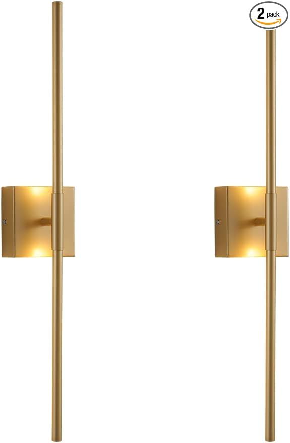 Wall Sconces Set of Two Brushed Gold Wall Light Fixtures Wall Lamp with Led 3000K 12W Sconces Wal... | Amazon (US)