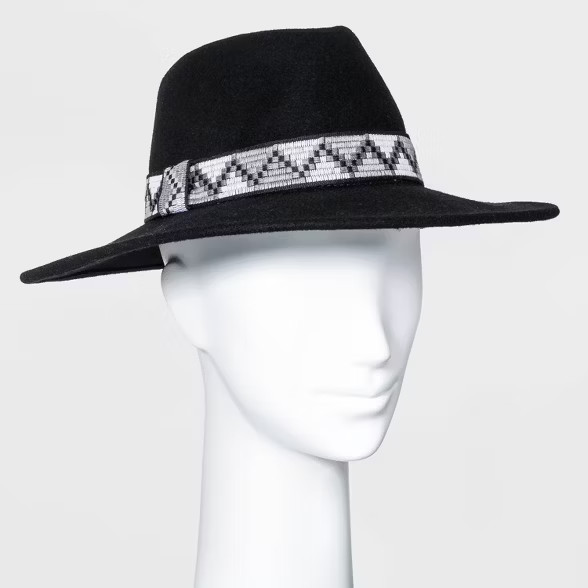 Women's Guitar Strap Band Wide Brim Fedora Hat - Universal Thread™ Black | Target
