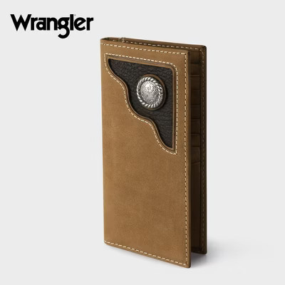 Wrangler Slim Genuine Leather Front Pocket Wallet for Men, Long Wallet Western Rodeo Wallets In Gift Box | Target