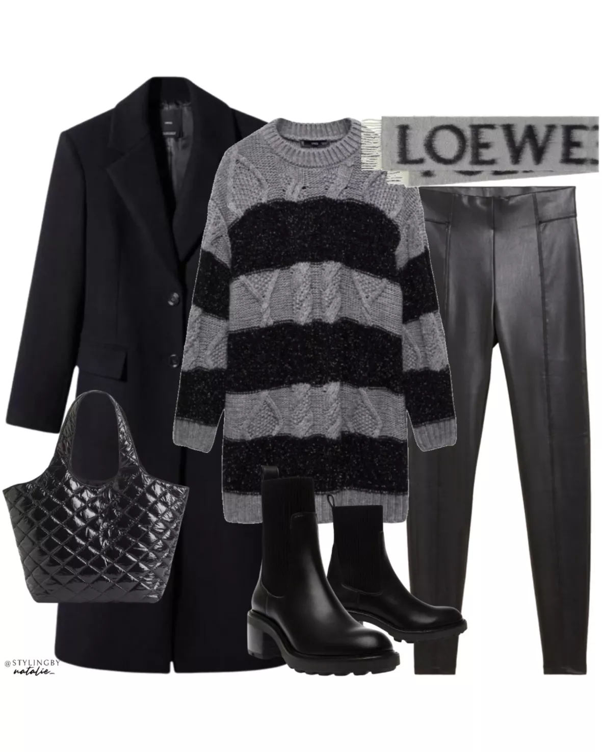 Black Wool Tights with Grey Knit Sweater Dress Outfits (2 ideas