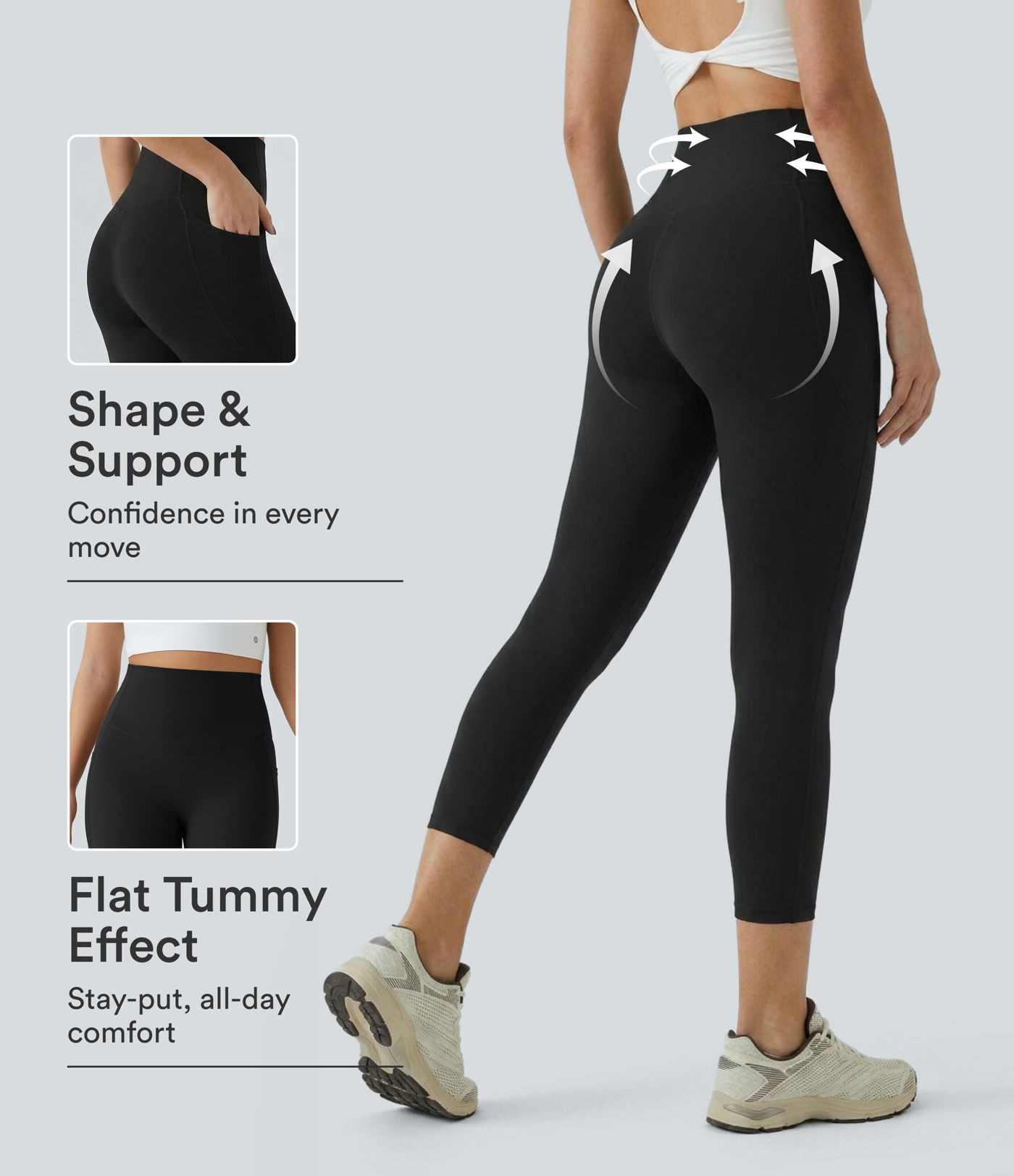 Halara UltraSculpt\u2122 High Waisted Tummy Control Pocket Shaping Training Capri Leggings | HALARA