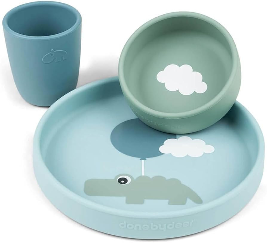 Done by Deer Happy Clouds Blue Silicone Dinner Set - Anti-Slip, Easy Grip, and Durable Tableware ... | Amazon (US)