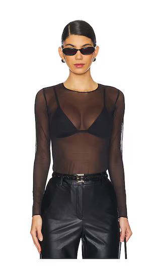 Chic Mesh Long Sleeve Tee in Black | Revolve Clothing (Global)