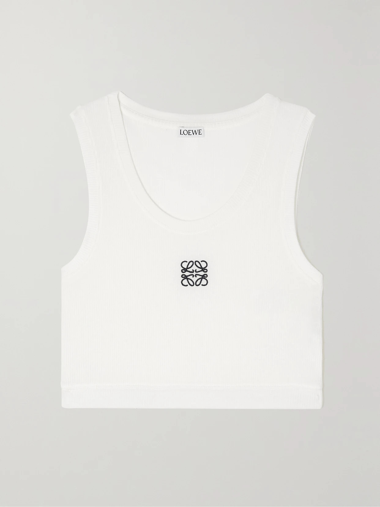 Loewe - Cropped Embroidered Ribbed Stretch-cotton Jersey Tank - White | NET-A-PORTER (US)
