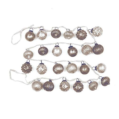 Amazon.com: Creative Co-Op Distressed White & Grey Embossed Mercury Glass Ornament Fabric String Gar | Amazon (US)