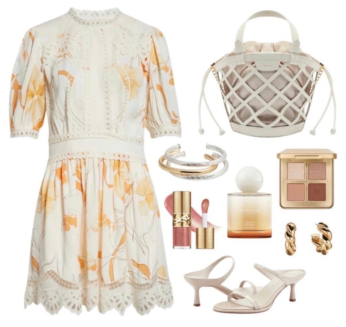 Summer outfit 
Spring outfit 
Floral dress
Dress
White bag
Bangles 
Spring outfit
Shower outfit

#LTKSeasonal