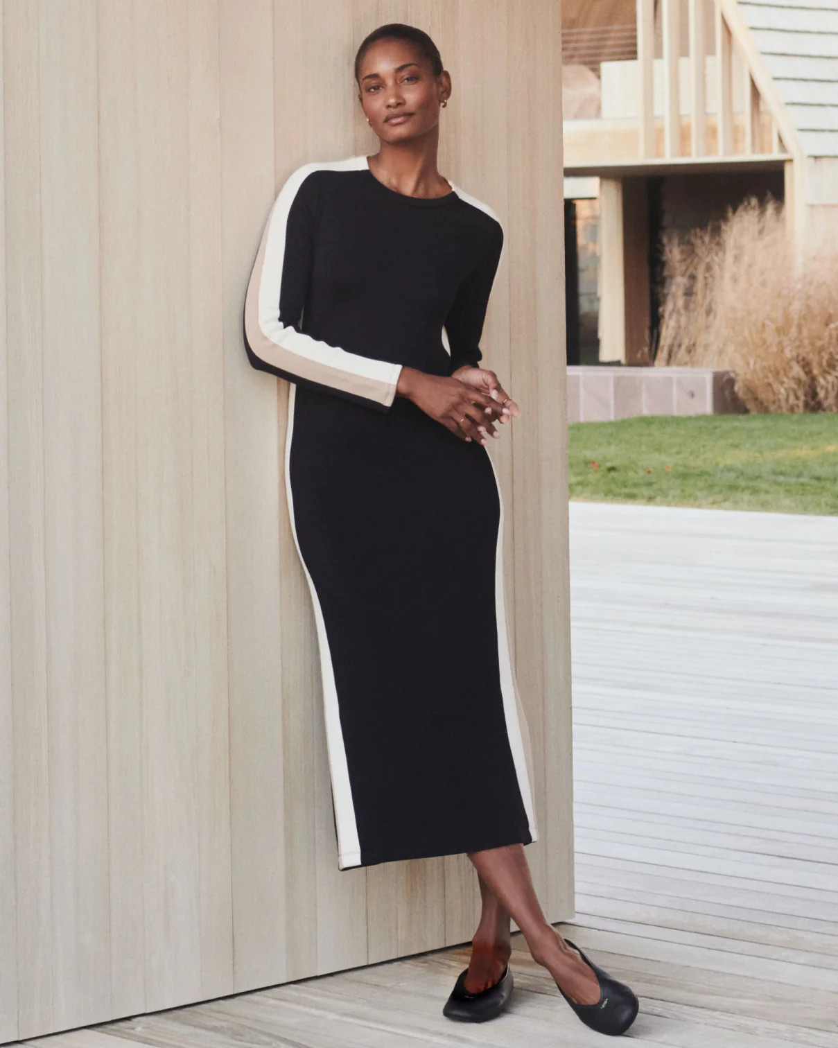 SPANX AirEssentials® Colorblock Maxi Dress | Very Black Stripe XS | Spanx