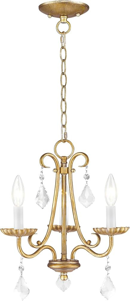 Livex Lighting 40873-48 Daphne 3-Light Chandelier, Antique Gold Leaf | Amazon (US)