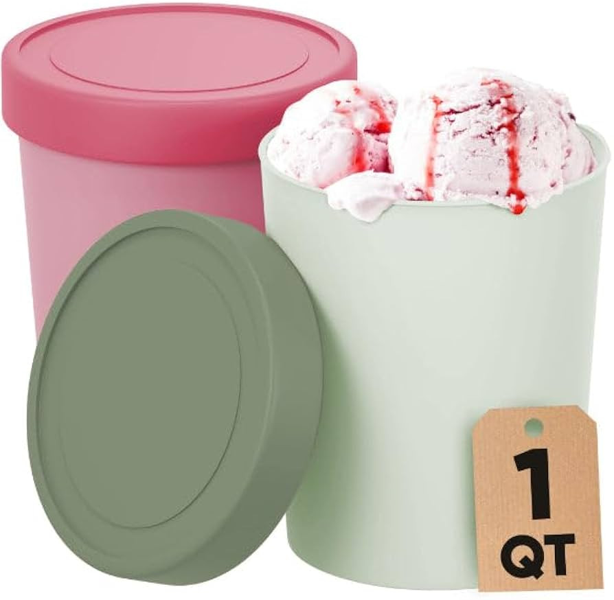 Starpack 'Freeze the Day' Ice Cream Storage Containers for Freezer (2 Pcs) - 1 Quart Ice Cream Co... | Amazon (US)