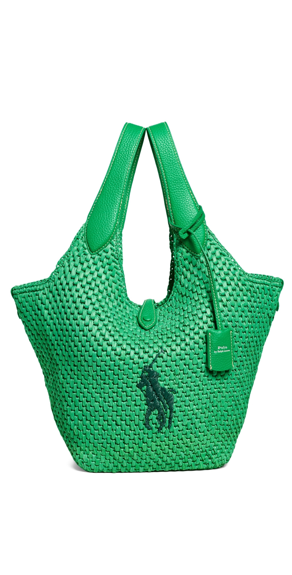 Polo Ralph Lauren Raffia Leather Medium Tote Parrot One Size | Shopbop