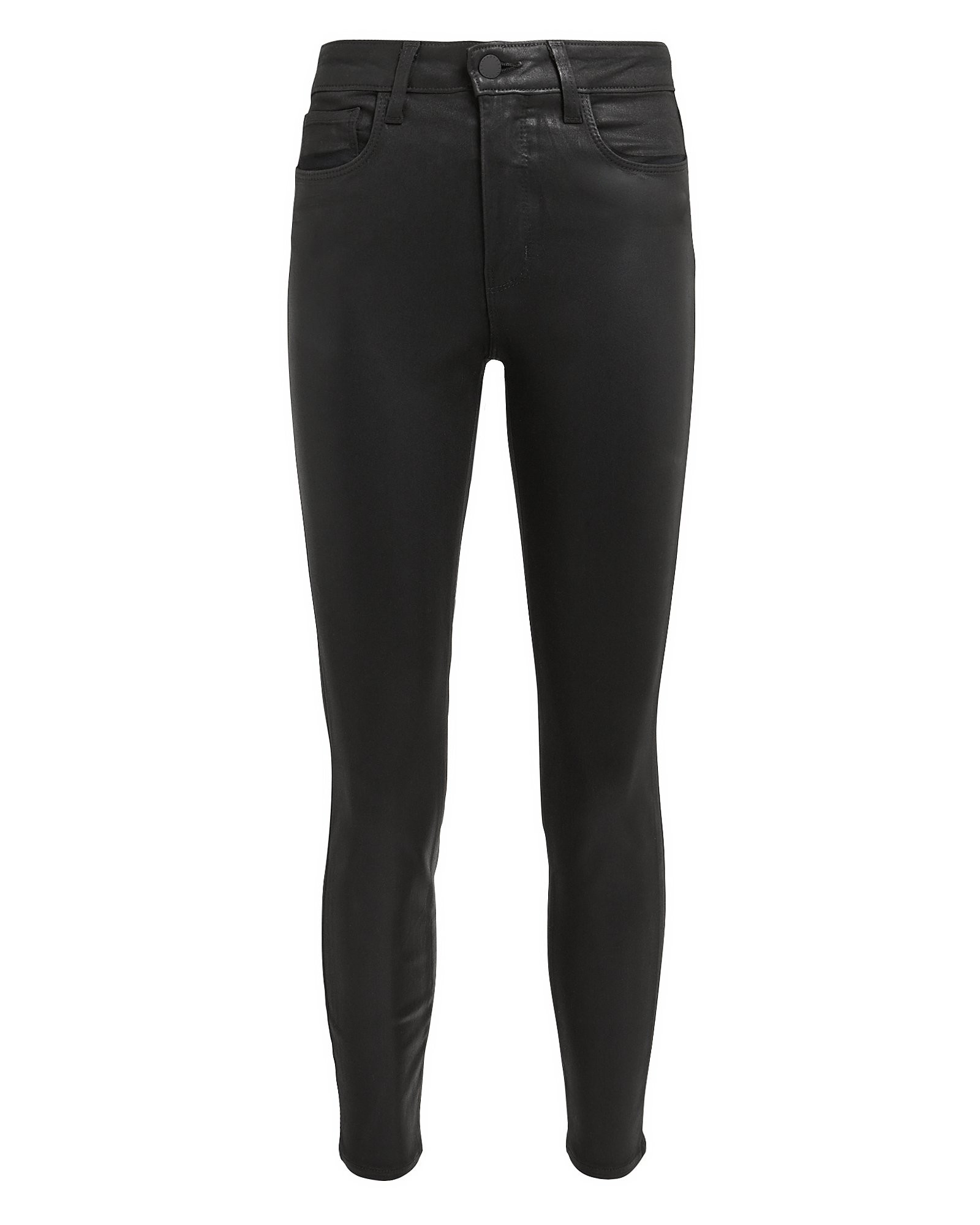L'Agence Margot Coated Skinny Jeans, Black 26 | INTERMIX