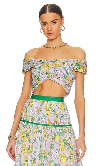Jona Crop Top in Lilac Petal Lemon Garden | Revolve Clothing (Global)