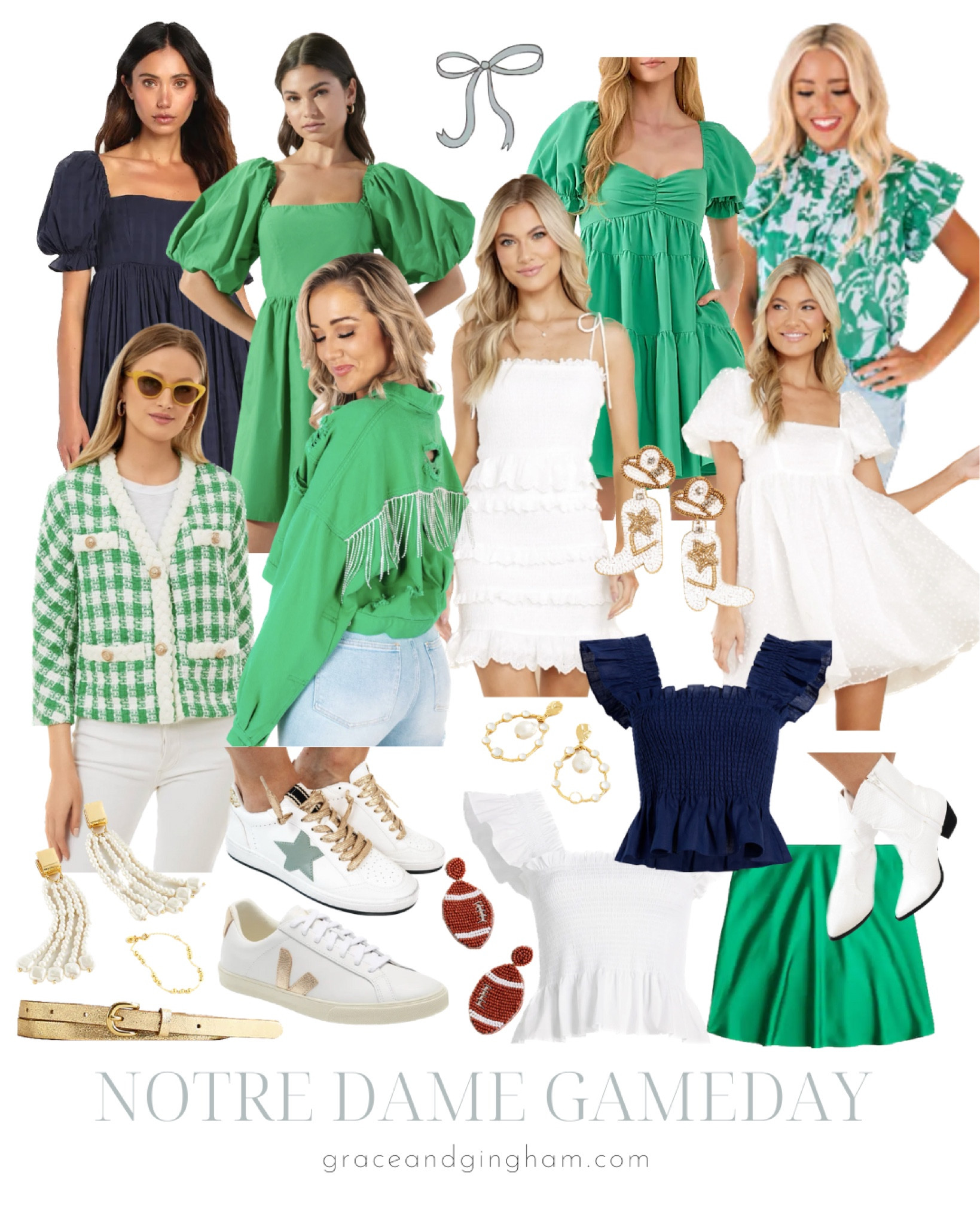 Notre Dame Gameday Outfits! ☘️✨
Repping my alma mater today to share some adorable green, blue, and gold gameday outfits! So many cute options for Fighting Irish fans! 

#LTKshoecrush #LTKunder100 #LTKSeasonal